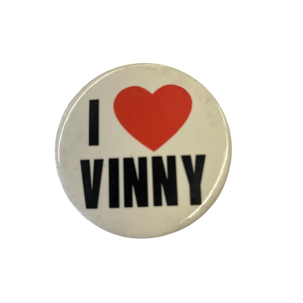 I Love Vinny Vintage 1980s Pinback Button‎
